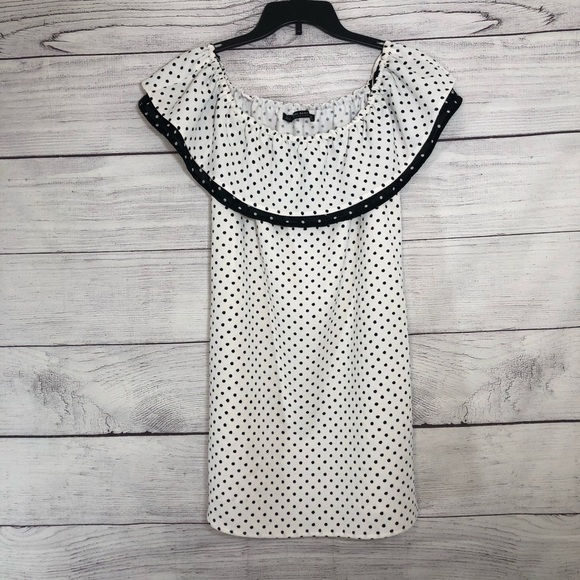 Zara Polka Dot Off the Shoulder Mini Dress Sz Med - Picture 2 of 7